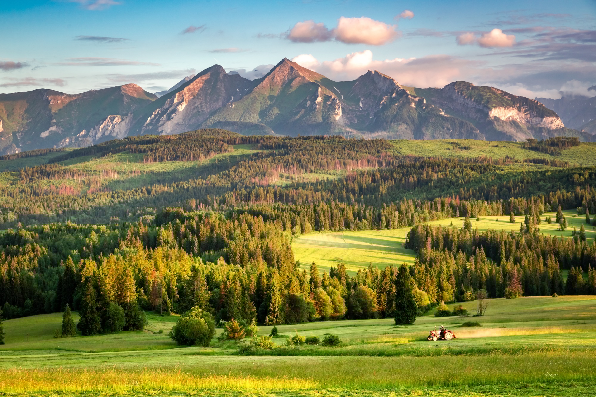 Sunset at Belianske Tatra mountains in summer, Poland